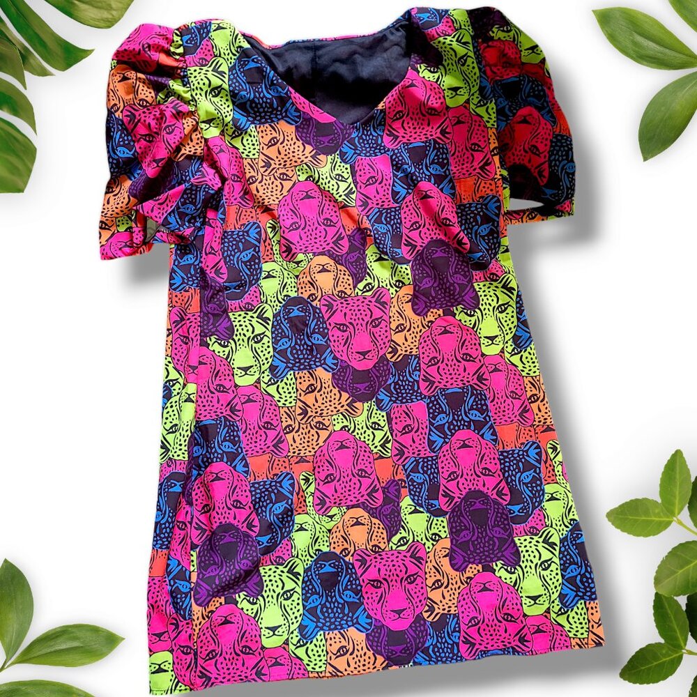Neon Leopard Dress, sz M-L
